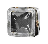 Margherite bianche su sfondo grigio marmo trasparente piccola borsa per il trucco per borsa da toilette mini contenitori per trucco per volare