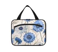Margherite blu e bianche da appendere dimensioni articoli da toeletta per gli uomini con gancio, designer essenziale appeso borsa da toilette per gli elementi essenziali per le donne lavoro bolsa de