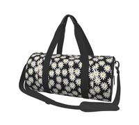 Margherite Fiori Fiori Floreali In Bianco E Nero Semplice, Borsone da viaggio di grande capacità Borsa rotonda Borsa da viaggio sportiva Borsa da viaggio Borsa da fitness