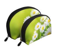 Margherite floreali dei fiori, Borsa per trucco a conchiglia Portamonete da donna Borsa da toilette piccola Borsa per cosmetici 2 pezzi