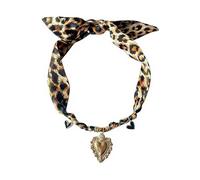 MarHermoso Collana con ciondolo a forma di sciarpa, da donna, alla moda, leopardato, in acciaio inox, ciondolo a forma di cuore, alla moda, vintage, fatto a mano, idea regalo, Medio, Placcato oro, Non