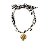 MarHermoso Collana con ciondolo a forma di sciarpa, da donna, alla moda, leopardato, in acciaio inox, ciondolo a forma di cuore, alla moda, vintage, fatto a mano, idea regalo, Medio, Placcato oro, Non