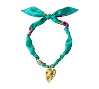 MarHermoso Collana con ciondolo a forma di sciarpa, da donna, in acciaio inox, con ciondolo a forma di cuore, idea regalo per gioielli fatti a mano, bandana in seta verde, alla, Medio, Placcato oro