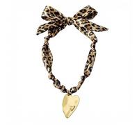 MarHermoso Collana con ciondolo a forma di sciarpa, da donna, in acciaio inox, con ciondolo a forma di cuore, idea regalo per gioielli fatti a mano, bandana in seta verde, alla, Medio, Placcato oro