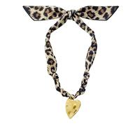 MarHermoso Collana con ciondolo a forma di sciarpa, da donna, in acciaio inox, con ciondolo a forma di cuore, idea regalo per gioielli fatti a mano, bandana in seta verde, alla, Medio, Placcato oro