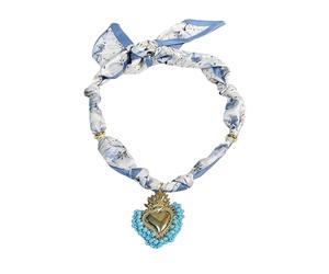 MarHermoso Collana girocollo da donna, alla moda, in acciaio inox, con ciondolo a forma di cuore in resina, alla moda, vintage, fatto a mano, idea regalo, Medio, Placcato oro, Non pietra preziosa