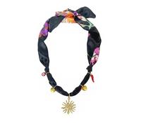 MarHermoso Collana girocollo da donna in acciaio inox, ciondolo a forma di cuore, alla moda, vintage, fatto a mano, idea regalo, bandana in seta verde, bohémien occidentale, Medium, Placcato oro, Non