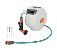 Marhynchus Avvolgitubo da Giardino Retrattile Avvolgitubo Automatico Montato a Parete da 5/8 Pollici X 32,8 Piedi con di Ritorno Lento Staffa Girevole a 180° Ugello a Modelli Blocco di