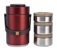 Marhynchus Box Termico in Acciaio Inossidabile 304 per Pranzo Al Sacco da 2300 Ml, con Contenitori per Alimenti a Tenuta Stagna a 3 Strati, per Viaggi di Lavoro, Picnic All'aperto (rosso)