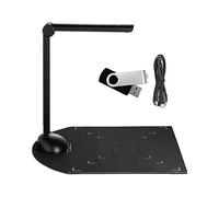 Marhynchus Document Scanner USB Scanner Camera HD 3264x2448 Risoluzione per i Documenti di Scansione OCR ID Libri con luminosità a 3 Livelli di Luce LED per la Biblioteca delle Aule di (BLACK #-1)