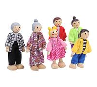 Marhynchus Famiglia Figo Set di Giocattoli in Pino in Miniatura per Giochi di Ruolo, Accessorio Educativo delle Bambole per Bambini da 1 a 7 Anni (6 burattini giapponesi e coreani)