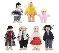Marhynchus Famiglia per la Famiglia delle Bambole in Legno Set 12 Pezzi Arti Flessibili Corpi Morbidi Cucciolo di Pupphaus Figure Familiari (Nuovo marionetta a 7 Pezzi)