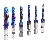 Marhynchus Kit Punte da Trapano per Maschi a Spirale Set di Punte e Maschi con Codolo Esagonale in Acciaio Ad Alta velocità 6 Pezzi da M3 a M10 Placcatura Blu per Metallo Morbido Plastica Legno