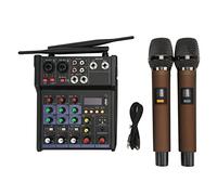 Marhynchus Mixer Stereo in Metallo Effetti Digitali DSP a 4 Equalizzatore Doppia Banda L Lettore MP3 USB con 2 Microfoni Wireless per Karaoke Domestico Conferenze in Streaming Live