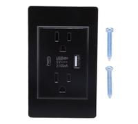 Marhynchus Outlet Murale, USB e Tipo C Ricarica a Doppia Porta 15A Recettacolo Moderno di Fiamma per la Camera da Letto del Salotto (Spina degli Stati Uniti)