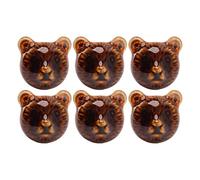 Marhynchus Pomello per Porta a Forma di Orso, 6 Pezzi, in Lega di Zinco, Ceramica, Testa di Orso, Maniglia per Cassetto, Arancione Leopardo, per Armadietti, Cassettiere, Armadi, Maniglie Decorative