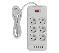 Marhynchus Striscia di Alimentazione 6 Prese 4 USB 2 Porte di Tipo C Società di Alimentazione Montata a Parete con Interruttore e Cavo di Estensione 2 M per la Cucina Dell'ufficio per la (WHITE)