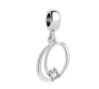 Maria Fonte Bead Charm a Forma di Lettera O in Argento con Zirconia cubica, Compatibile con Le più Diffuse Marche di Braccialetti e collane.