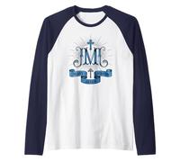 Maria Giuseppe Gesù Famiglia Emblema Maglia con Maniche Raglan