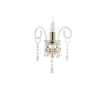MARIA TERESA APPLIQUE MT/1 L6 PASTORALE 1 LUCE ATTACCO E14 L.20CM H.25CM CRISTALLO E ORO