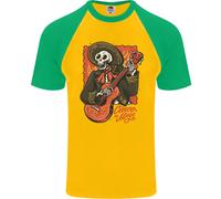 Mariachi Scheletro Cinco De Mayo Teschio DA UOMO S/S Baseball T-Shirt
