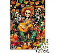 Mariachi Skeleton Puzzle da Pezzi Day of Dead Fiesta 1000 Pezzi Carta Riciclata Per Donne, Regali Per Uomini Puzzle per Adulti Divertente E Stimolante Gioco Familiare 38x26cm/1000pcs