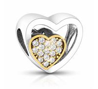 MariaFonte Bead Charm Amore Amicizia Sorella Compatibile Tutte Marche Pendente Cuore Ciondolo Argento