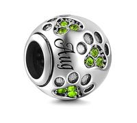 MariaFonte Bead Charm Ciondolo Colori del Mese in Argento Sterling 925 e Zirconia Cubica, Adatto per Braccialetti e collane. (Agosto)