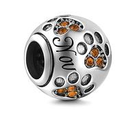MariaFonte Bead Charm Ciondolo Colori del Mese in Argento Sterling 925 e Zirconia Cubica, Adatto per Braccialetti e collane. (Novembre)