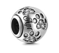 MariaFonte Bead Charm Ciondolo Colori del Mese in Argento Sterling 925 e Zirconia Cubica, Adatto per Braccialetti e collane. (Aprile)