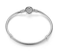 MariaFonte Bracciale con chiusura in argento Sterling a forma di cuore con brillantini di Zirconia (Lunghezza 21 cm)