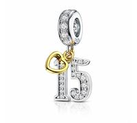 MariaFonte Charm Compatibile Tutte Marche Anni Compleanno Anniversario Laurea Ciondoli Originale Charming Beads Argento 925 Mamma Bead Portafortuna Cuore Famiglia Natale Donna