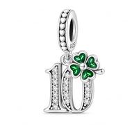 MariaFonte Charm Compatibile Tutte Marche Anni Compleanno Anniversario Laurea Ciondoli Originale Charming Beads Argento 925 Mamma Bead Portafortuna Cuore Famiglia Natale Donna (10 anni)