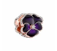MariaFonte Charm Compatibile Tutte Marche Viola del Pensiero Blu Rosa Viola Ciondoli Originale Charming Argento 925 Amicizia Mamma Bead Portafortuna Cuore Famiglia Perline Natale Donna Set