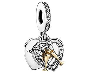MariaFonte Charm New 2025 Compatibile Tutte Marche Pendente Bicolore Buon Compleanno Ciondoli Originale Charming Beads Argento 925 Amicizia Mamma Bead Portafortuna Cuore Famiglia Natale Donna