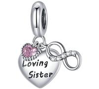 MariaFonte Charm New 2025 Compatibile Tutte Marche Pendente Loving Sister Amorevole Sorella Compleanno Anniversario Ciondoli Originale Bead Argento 925 Mamma Portafortuna Cuore Famiglia Natale