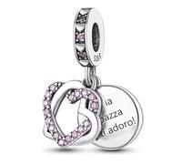 MariaFonte Charm New 2025 Compatibile Tutte Marche Pendente Sorella Il Gioiello che celebra un Legame Unico e Indissolubile Compleanno Ciondoli Originale Argento 925 Bead Portafortuna Cuore Natale