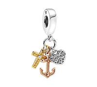 MariaFonte Charm New 2025 Compatibile Tutte Marche Pendente Tricolore Croce Cuore Ancora Compleanno Anniversario Ciondoli Originale Portafortuna Argento 925 Amicizia Mamma Set Famiglia Natale