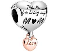 MariaFonte Charm New 2025 Compatibile Tutte Marche Thanks For Being My Mom (grazie per essere la mia mamma) Compleanno Anniversario Festa Ciondoli Originale Bead Argento Cuore Famiglia Natale