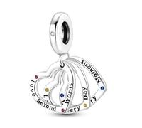 MariaFonte Charm New 2025 Cuore Triplo Compatibile Tutte Marche Compleanno Anniversario Ciondoli Originale Argento 925 Mamma Bead Portafortuna Natale Zirconia Bianco Rossa Giallo Blu Donna Set