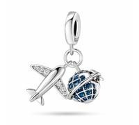 MariaFonte Charm Viaggio Mondo Mappamondo Aereo Valigia Passaporto Ciondoli