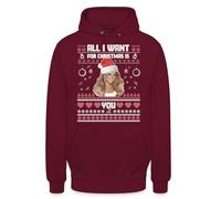 Mariah Carey - Felpa con cappuccio, motivo: All I Want for Christmas is You | Ugly Christmas Christmas, bordeaux, S