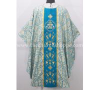 Marian Blu Metallico Gotico Casula E Massa Set Con Am Ricamo Casula