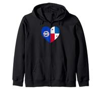 Mariana Islands And Panama Flags: Heart Shaped Unity Felpa con Cappuccio