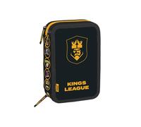 Maricart Astuccio 3 Zip Scuola Elementare Kings League 44 Pezzi - Astuccio Bambino Completo 3 Scomparti con 18 Matite Ultramina 4.0 e 18 Pennarelli Mini Brush - 12x6x19,5 cm