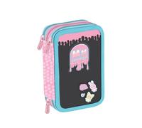Maricart Astuccio 3 Zip Scuola Elementare Milk Candy 44 Pezzi - Astuccio Bambina Completo con 3 Scomparti, 18 Matite Ultramina 4.0 e 18 Pennarelli Mini Brush - 12x6x19,5 cm