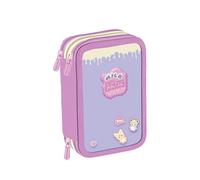 Maricart Astuccio 3 Zip Scuola Elementare Milk Candy 44 Pezzi - Astuccio Bambina Completo con 3 Scomparti, 18 Matite Ultramina 4.0 e 18 Pennarelli Mini Brush - 12x6x19,5 cm