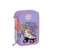 MARICART | Astuccio a Tre Scomparti per Bambino o Bambina da Scuola Elementare, Astuccio Completo di 44 Pezzi a Tre Zip con Portapenne - SHOUT