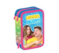 Maricart | Astuccio a Tre Scomparti per Bambina da Scuola Elementare, Astuccio Completo di 44 Pezzi a Tre Zip con Portapenne - Ninna e Matti