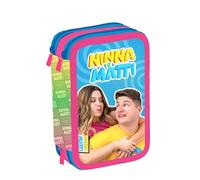 Maricart | Astuccio a 3 Scomparti per Bambina da Scuola Elementare, Astuccio Completo di 44 Pezzi a Tre Zip con Portapenne - Ninna e Matti